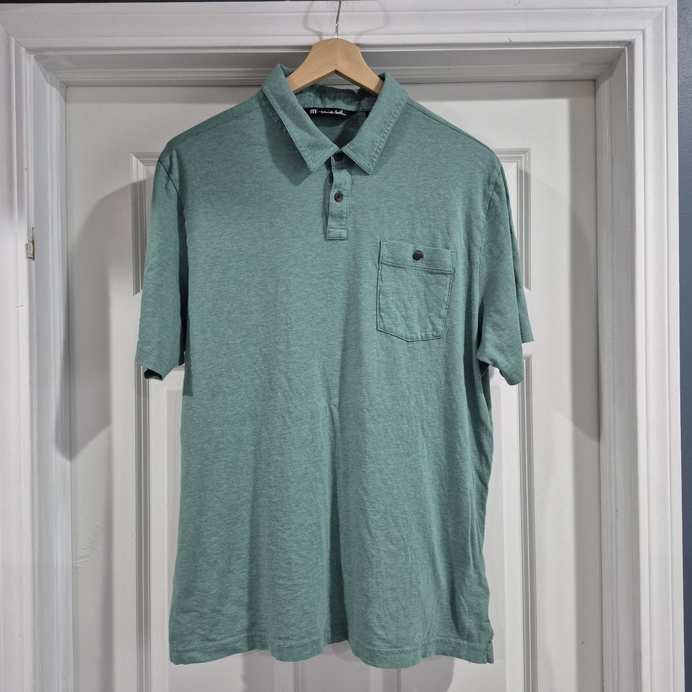Travis Mathew Polo Mens XL Sea Green Pima Cotton Golf Pocket Beach Soft Preppy